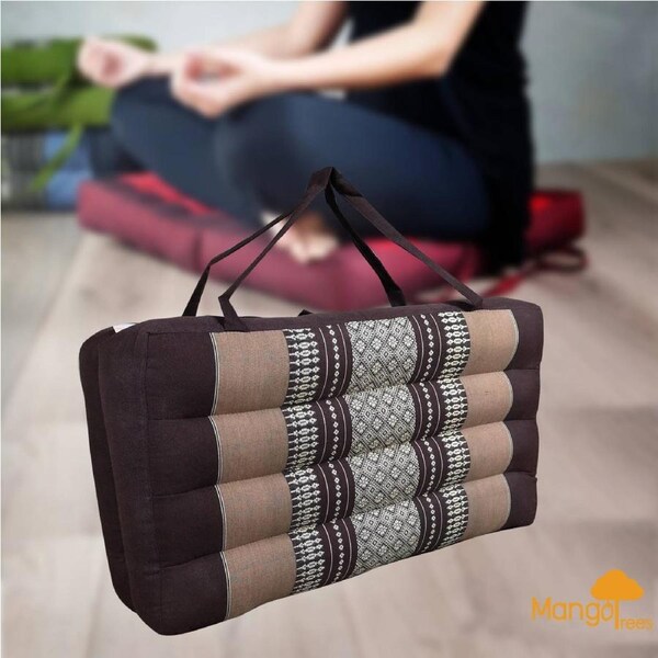 Thai 2-Fold Brown Meditation Cushion Yoga Mat 50x50 cm Organic Kapok Fibre