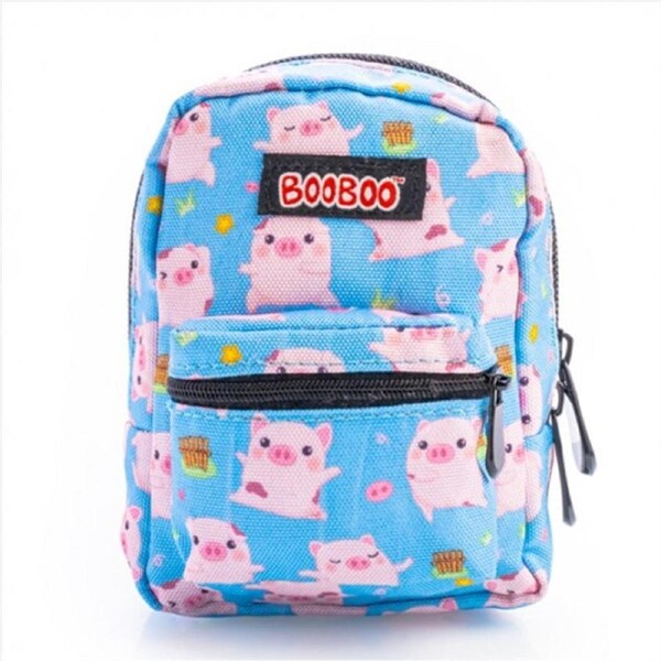 Pig BooBoo Mini Backpack Cute Pig Print Elastic Straps Carabiner Clip