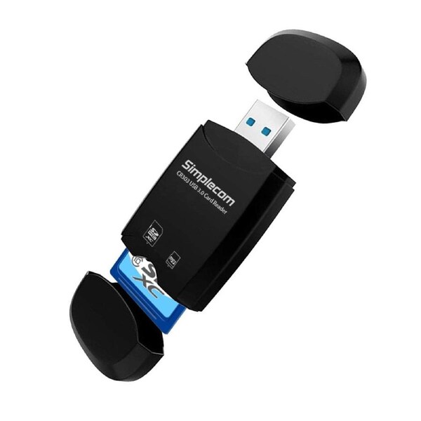 Simplecom CR303 2-Slot USB 3.0 SuperSpeed Card Reader Dual Protection Caps