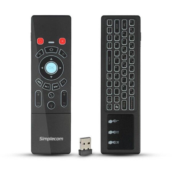 Simplecom RT250 Rechargeable 2.4GHz Wireless Air Mouse Keyboard with Touchpad & Backlight