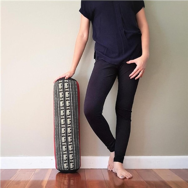Thai Yoga Bolster Prop Kapok Filled 65x16x16cm Handmade Cotton Red