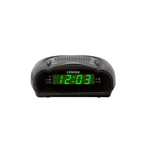 AM/FM Dual Alarm Clock Radio with Green 0.6" LED Display and Battery Backup