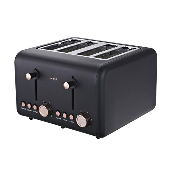 Pronti 4 Slice Toaster Rose Trim Collection - Black