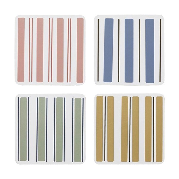 4pc Ecology Classic Beach Harbour Striped Rectangle Coasters 10cm