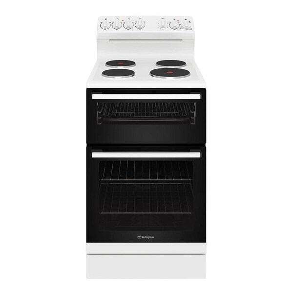 Westinghouse WLE532WC 54cm freestanding electric oven and solid cooktop, white