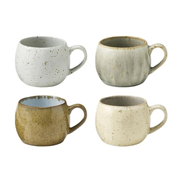 4pc Ecology Elm Kitchenware Coffee Mugs Speckled Earth Tones 280ml