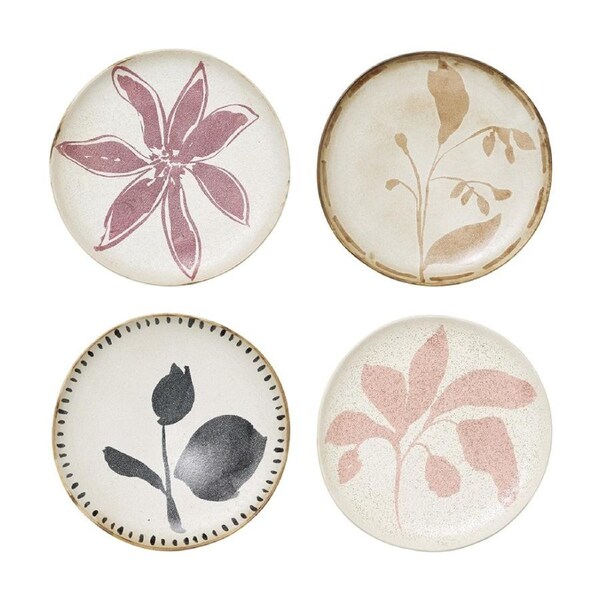 4pc Ecology Hand Drawn Floral Silhouettes Cecile Cake Side Plates Multicoloured