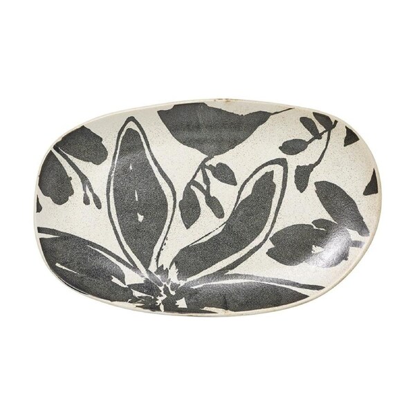 Ecology Midnight Charcoal Floral Silhouette Oval Plate Cecile 28x18cm