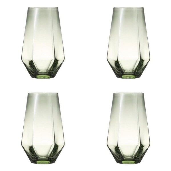 4pc Ecology Jemma Geometric Highball/Hiball Glass Set Willow Smokey Green 480ml