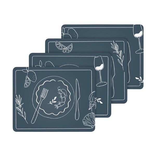 4pc Ecology Ocean Feast Inspired Dinner Placemats W/ Cork Backing 34x26.5cm