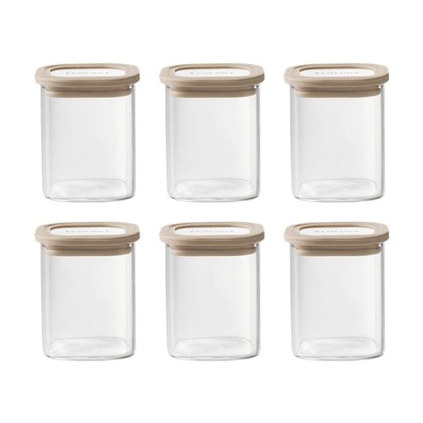 6pc Ecology Store Square Glass & Silicone Spice Jar Set Air-Tight