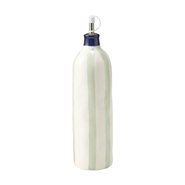 Porto Sable Kitchen Oil Bottle White & Sage Green Stripe 850ml
