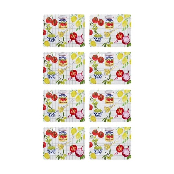 2x 4pc Porto Valentina Food Illustration Rectangle Dinner Placemat 34x26.5cm