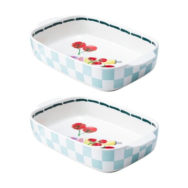 2PK Porto Italian Inspired Valentina Medium Baking Tray Stoneware 30x19cm