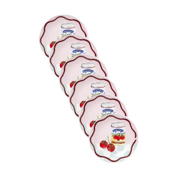 6PK Porto Valentina Italian Tomato Inspired Illustration Side Plate 20cm