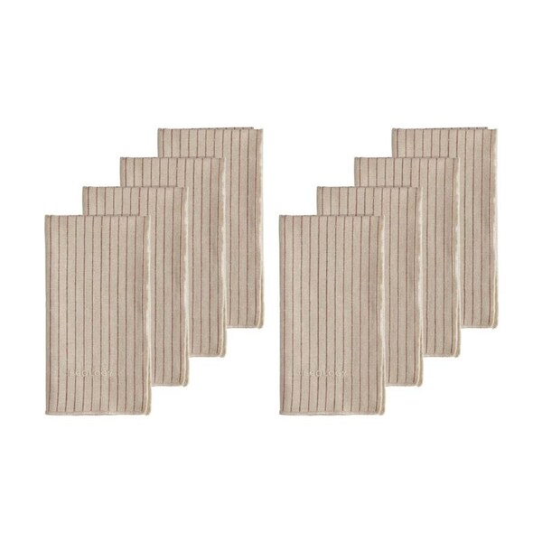 2x 4pc Ecology Tonka 100% Cotton Napkin Beige and Red Sienna Stripe 45x45cm