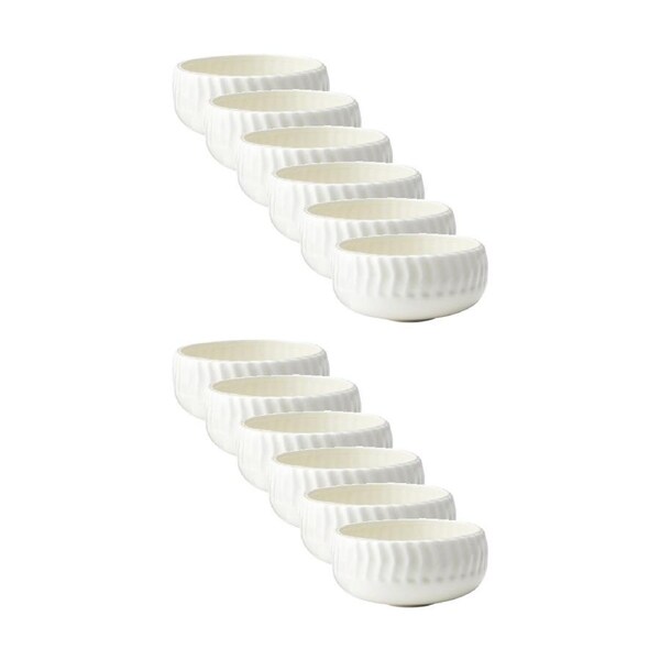12PK Ecology Ritual Rippled Porcelain Hug Bowl Frost Off White 16.5cm