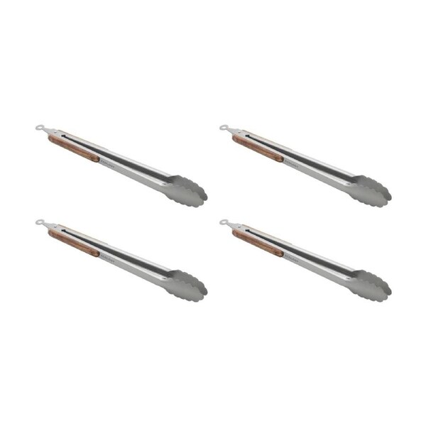 4PK Ecology Provisions Tongs Acacia/Stainless Steel 36cm Natural