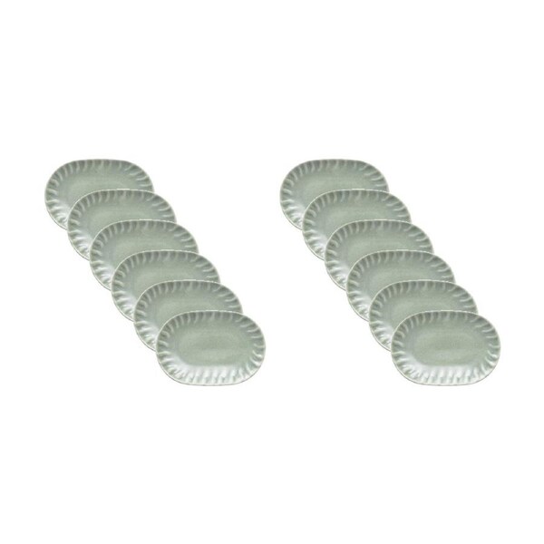 12PK Ecology Ritual Rippled Porcelain Toast Tray Willow Green 21.5x15cm
