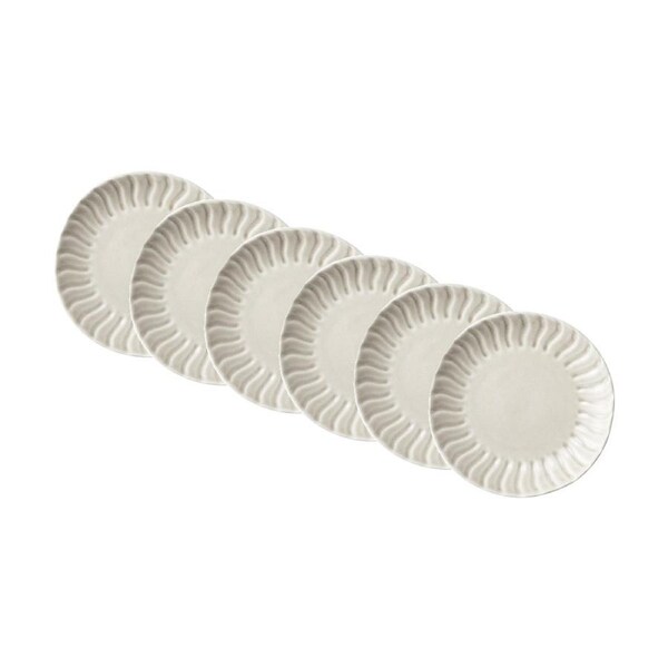 6PK Ecology Ritual Rippled Porcelain Side Plate Frost Off White 20cm