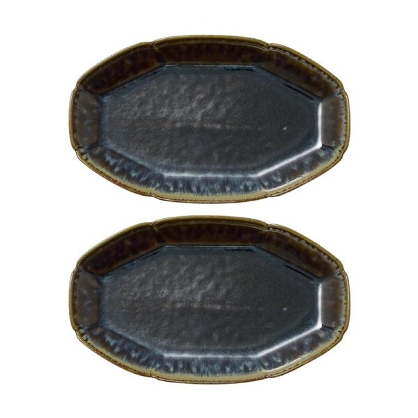 2PK Ecology Midnight Matte Glaze Gretta Oval Platter Serveware 26x15.5cm