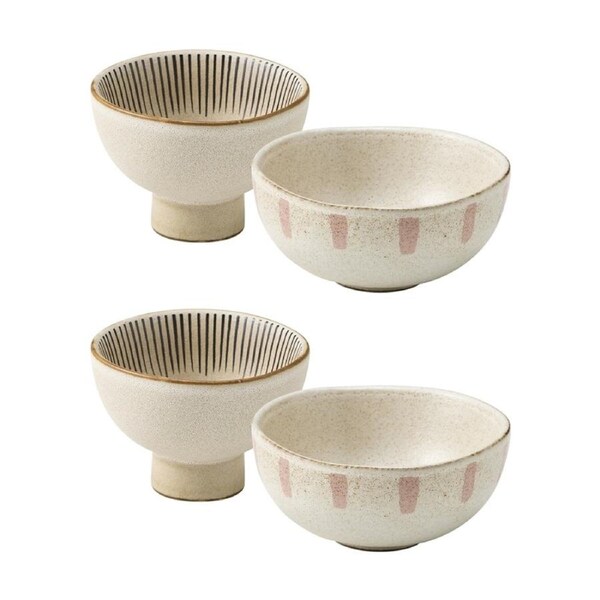 2x 2pc Ecology Multicoloured Cecile Condiment Bowl Set Stoneware Earth Tones