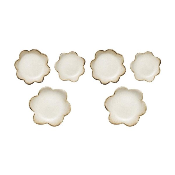 2x 3pc Ecology Floral Flower Silhouette Plates Set Cecile Stoneware