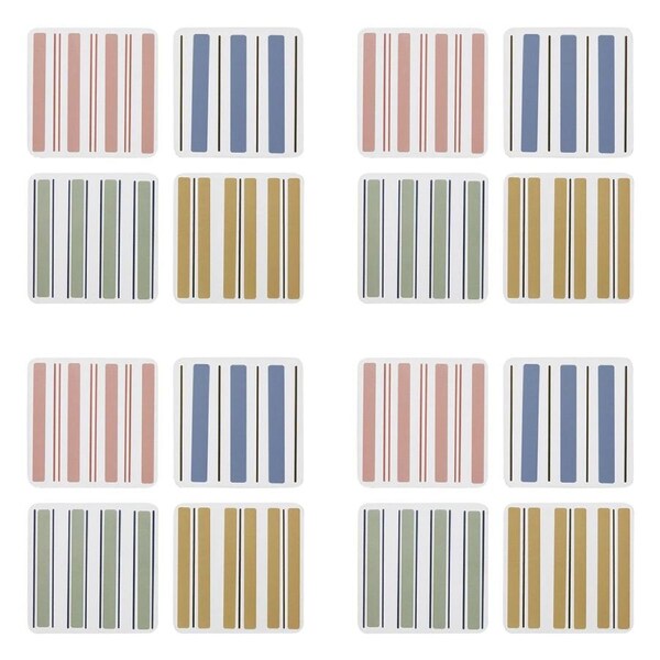 4x 4pc Ecology Classic Beach Harbour Striped Rectangle Coasters 10cm