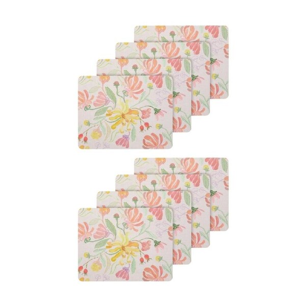 2x 4pc Ecology Midsummer Botanical Florals Dinner Placemats Hand Painted