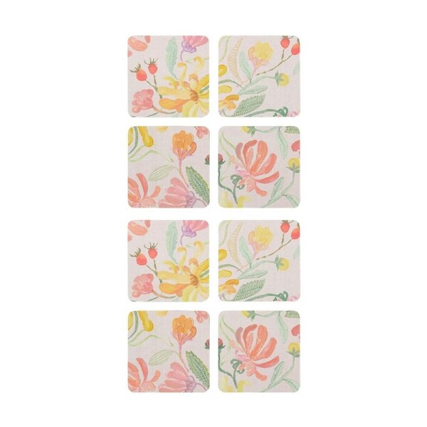2x 4pc Ecology Midsummer Botanical Florals Rectangle Coasters 10cm