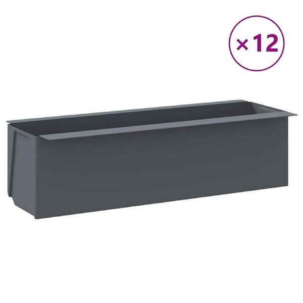 Flower Boxes for Euro Pallets 12 pcs Grey 36x13.5x9.5 cm PP vidaXL