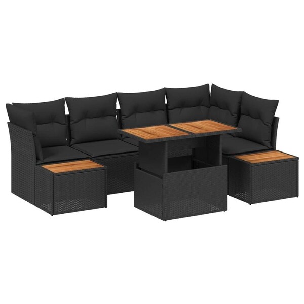Garden Sofa Set with Storage 10 pcs Black Poly rattan vidaXL