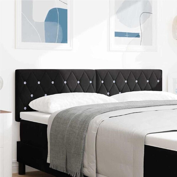 LED Headboard with LED Strip Lights Black 160 cm Polyester vidaXL