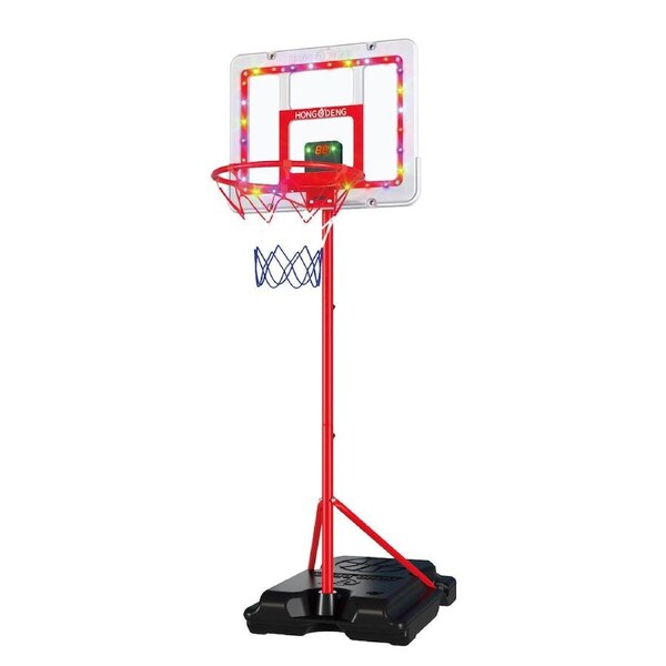 1.2m-2.5m Portable Outdoor Basketball Hoop Stand System LED Backboard Scoreboard Adjustable Height Basket Ball Goal Ring Rim Net Sports Game Play Set
