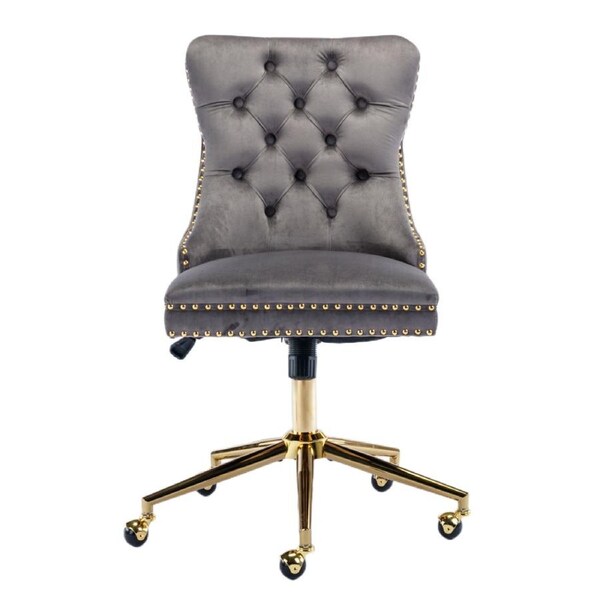 Velvet Home Office Chair- Grey