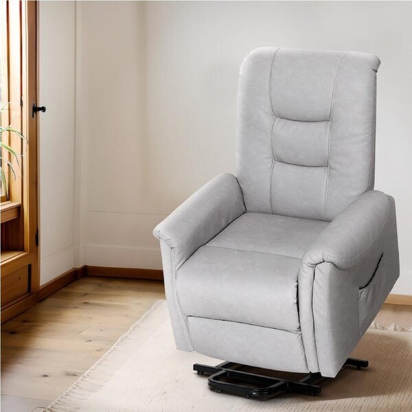 Recliner Chair Lift Assist Chair Leather Grey