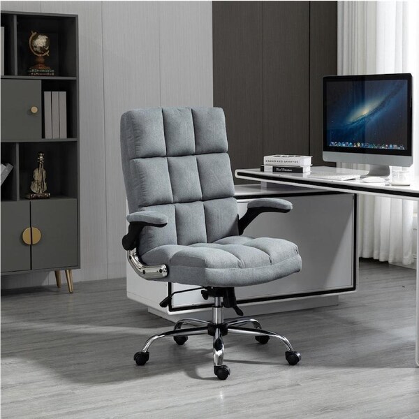 Soft Velvet Home Ergonomic Swivel Adjustable Tilt Angle and Flip-up Arms Office Chair