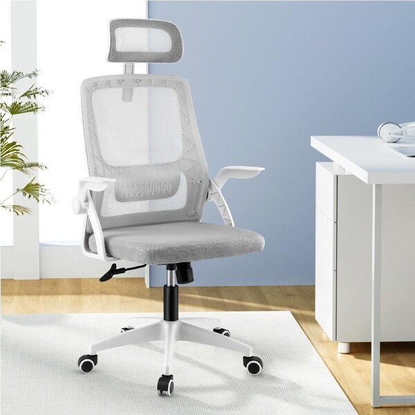 Ergonomic Office Chair Computer Desk Chairs Headrest Adjustable Grey