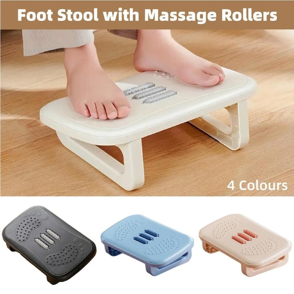 Ergonomic Office Footrest Adjustable Under Desk Stool Anti Fatigue Foot Support - Blue