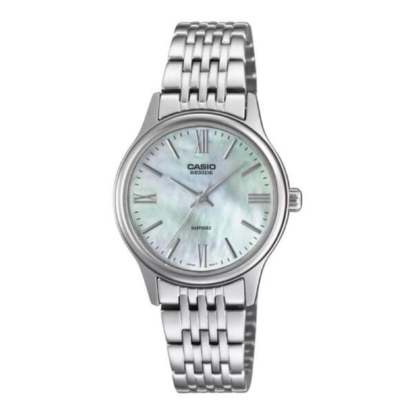 Casio BLS-100DS-2AV Womens Watch Blue MOP Dial Steel Band Sapphire 50M