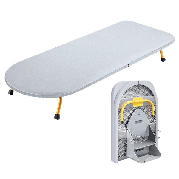 Folding Ironing Board Tabletop Small Iron Storage Table with Cotton Cover Portable for Home Dorm Travel Clothes Sewing Craft Laundry Room 89x33cm