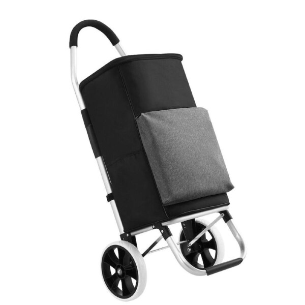 Aluminium Shopping Trolley Cart 55L Insulated Bag Foldable Rolling Wheels Grocery Lightweight Heavy Duty 45kg Capacity Portable Wheeled Market