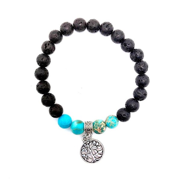 Aruma Life Handcrafted Tree Of Life Lava Rock Bracelet for Essential Oil Diffusion