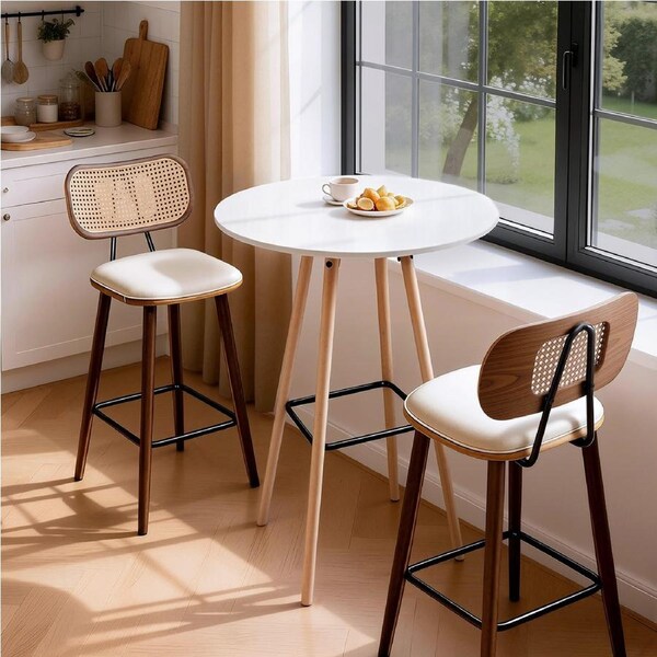 Artiss Bar Table Round Kitchen Dining 98cm White