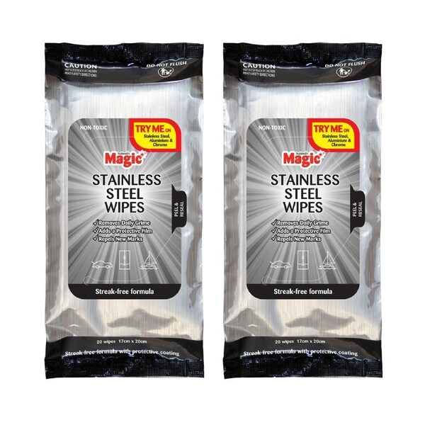 Magic Stainless Steel Wipes (20 Wipes per Pack) - 2 Pack