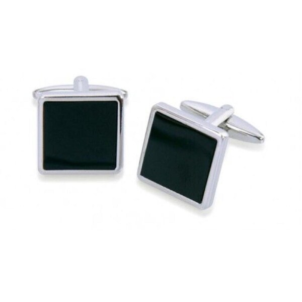 Formalaties Premum Luxury Cufflink Set in Black/Silver Square (Gift Boxed)