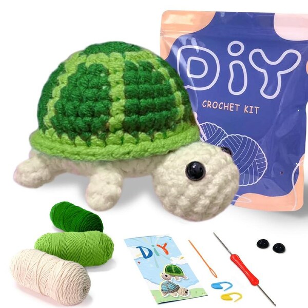 DIY Turtle Knitting Crochet Kit Needles Hooks Set Tools Yarn Sewing Grip