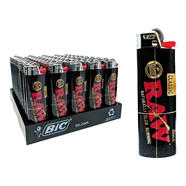 53 BIC x RAW Black Maxi Lighter J26 Tray Standard Size Bulk Box Pack
