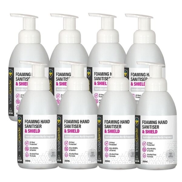 InvisiGarde Non-Drying Foaming Hand Sanitiser & Shield 500mL - 8 Pack