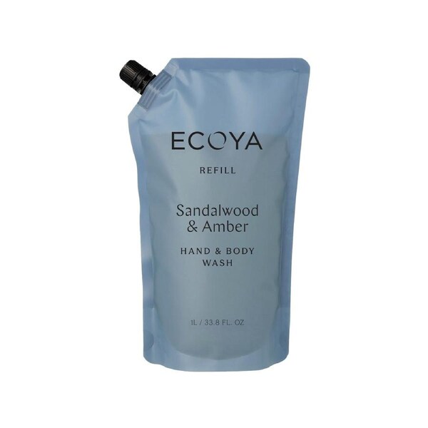 ECOYA Hand & Body Wash Refill Sandalwood & Amber 1L